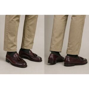 Vintage Bass Weejuns Tassel Loafers Men's 10.5 Burgundy Leather Slip On Preppy